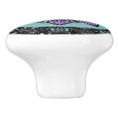 黒、紫、ティール(緑がかった色)マンダラセラミックノブ セラミックノブ (側面)