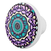 黒、紫、ティール（緑がかった色）マンダラセラミックノブ セラミックノブ (右)