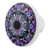 黒、紫、ティール(緑がかった色)マンダラセラミックノブ セラミックノブ (右)