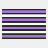 黒、紫、白のストライプ ラッピングペーパーシート (正面2)