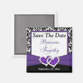 黒、紫、白のダマスク日付磁石を保存 マグネット (正面/裏面)