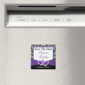 黒、紫、白のダマスク日付磁石を保存 マグネット (インサイチュ (食洗機))