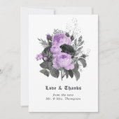 黒、紫、銀のフローラゴシック結婚ズ サンキューカード (正面)