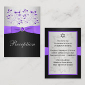 黒、紫、銀の披露宴エンクロージャカード エンクロージャーカード (正面/裏面)