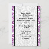 黒 紫 黄 ダマスク 結婚式 ブライズシャワー 招待状 (裏面)