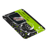 黒、緑の結婚式のスクロール日付を保存 マグネット (右側)