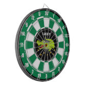 黒、緑、白のキュートワニと金貨 ダーツボード (正面左)