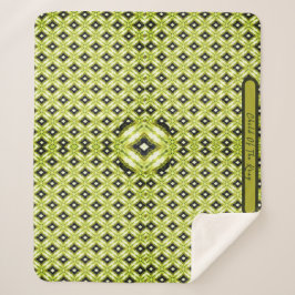黒、緑、白ダイヤモンドパターン シェルパブランケット