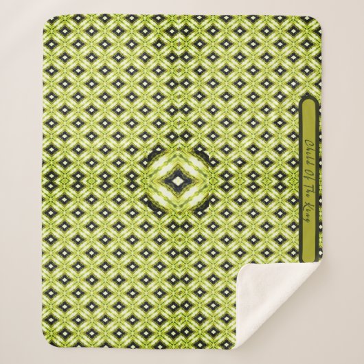黒、緑、白ダイヤモンドパターン シェルパブランケット (正面)