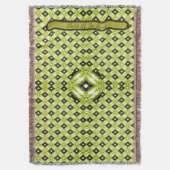 黒、緑、白ダイヤモンドパターン スローブランケット (正面縦)