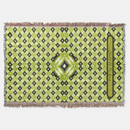 黒、緑、白ダイヤモンドパターン スローブランケット