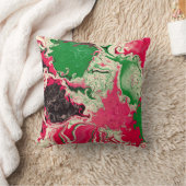 黒、緑、赤の抽象芸術大理石スタイル。 クッション (ブランケット)