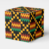 黒、緑、赤、黄色のケンテの布 フェイバーボックス (正面サイド)