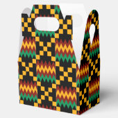 黒、緑、赤、黄色のケンテの布 フェイバーボックス (オープン)