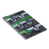 黒、緑、黒のチェック壁紙 ノートブック (右側)