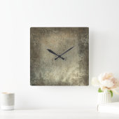 黒、茶色、トープグランジ スクエア壁時計 (ホーム)