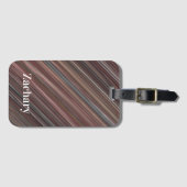 黒、茶色、白の対角線のストライプ ラゲッジタグ (正面横)