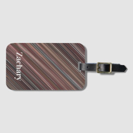 黒、茶色、白の対角線のストライプ ラゲッジタグ