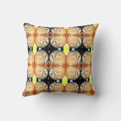 黒、茶色、緑のフクロウの抽象芸術模様 クッション (裏面)