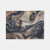 黒、茶、グレーの抽象芸術絵画 フリースブランケット (正面(横))