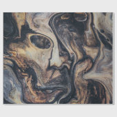 黒、茶、グレーの抽象芸術絵画 ラッピングペーパー (フラット)