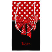 黒、赤と白水玉模様 スモールペーパーバッグ (正面)