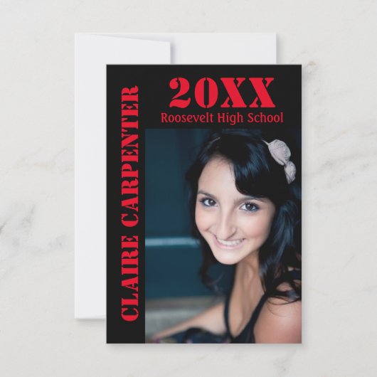 黒/赤のステンシルレター – 3x5グラード発表 招待状 (正面)