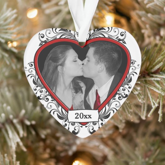 黒/赤フローラ新規追加初めてのクリスマス オーナメント (ツリー)