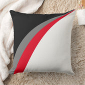 黒、赤モダン、白の抽象芸術波線 クッション (ブランケット)