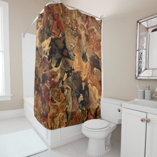 黒、赤、さび シャワーカーテン (インサイチュ)