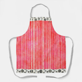 黒、赤、グレーのモダン水玉模様 エプロン