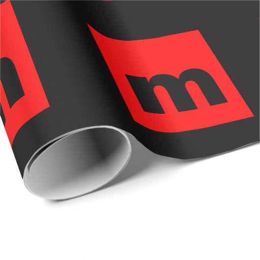 黒 赤 モノグラムイニシャル 現代風 シンプル ラッピングペーパー (ロールコーナー)