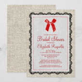 黒 赤 国 シンプルな ブライダルシャワーの招待状 招待状 (正面/裏面)