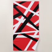 黒、赤、白のグラフィック ビーチタオル (正面)