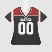 黒/赤/白のサッカージャージー オーナメント (裏面)