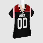 黒/赤/白のサッカージャージー オーナメント (正面)