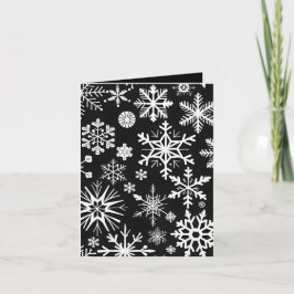 黒、赤、白のスノーフレーク写真クリスマスカード サンキューカード