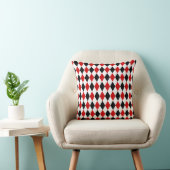 黒、赤、白のダイヤモンド柄スローピロー クッション (椅子)