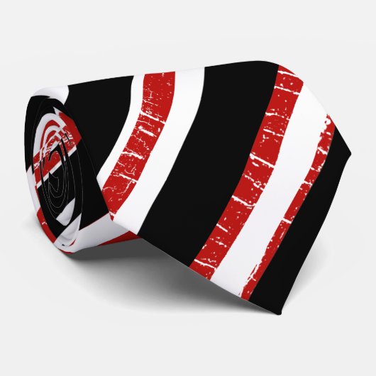 黒、赤、白の大きな大きなストライプ文字 ネクタイ (ロール)