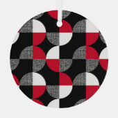 黒、赤、白の幾何学模様。 ガラスオーナメント (裏面)
