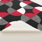 黒、赤、白の幾何学模様。 シェルパブランケット (3/4)