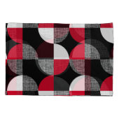 黒、赤、白の幾何学模様。 枕カバー (裏面)