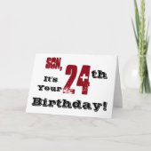 黒、赤、白の息子さん24歳の誕生日の挨拶。 カード (正面)
