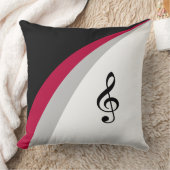 黒、赤、白の波線とミュージカル高音クレフ、 音符記号 クッション (ブランケット)