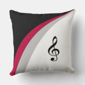 黒、赤、白の波線とミュージカル高音クレフ、 音符記号 クッション (裏面)