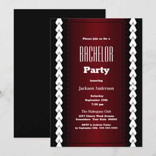 黒 赤 白の独身最後の夜 招待状 (正面/裏面)