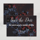 黒 赤 白 桜 SAVE THE DATE 出欠カード (正面/裏面)