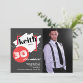 黒（赤）詳細横型フォト招待状 招待状 (スタンド正面)