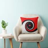 黒 赤 銀の抽象的なうねり クッション (椅子)