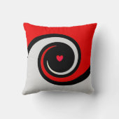 黒 赤 銀の抽象的なうねり クッション (裏面)